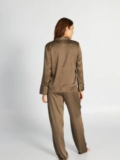 Pijama Largo Satinado - 2 Piezas - BANDA -Zalaris Tienda pijama largo satinado 2 piezas banda arl76 1 frb3