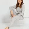 Pijama Mono De Punto De Canalé - Gris -Zalaris Tienda pijama mono de punto de canale gris ala41 1 frb1
