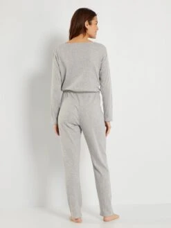 Pijama Mono De Punto De Canalé - Gris -Zalaris Tienda pijama mono de punto de canale gris ala41 1 frb3