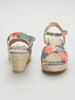 Sandalias Con Cuña Estampadas - VERDE -Zalaris Tienda sandalias con cuna estampadas verde alg38 1 frb3
