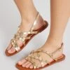 Sandalias Con Tiras Planas - Oro -Zalaris Tienda sandalias con tiras planas oro zt357 1 frb1