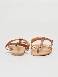 Sandalias Planas Con Tiras Efecto Chancla - MARRON 8 Sandalias Planas Con Tiras Efecto Chancla - MARRON -Zalaris Tienda sandalias planas con tiras efecto chancla marron ano79 1 frb3