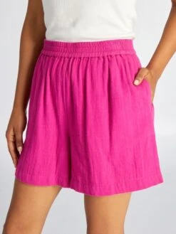 Short De Doble Gasa De Algodón - Fucsia -Zalaris Tienda short de doble gasa de algodon fucsia alz23 7 frb3