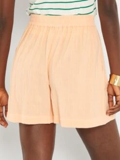 Short De Doble Gasa De Algodón - NARANJA -Zalaris Tienda short de doble gasa de algodon naranja alz23 2 frb3