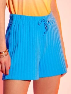 Short De Punto De Canalé - AZUL