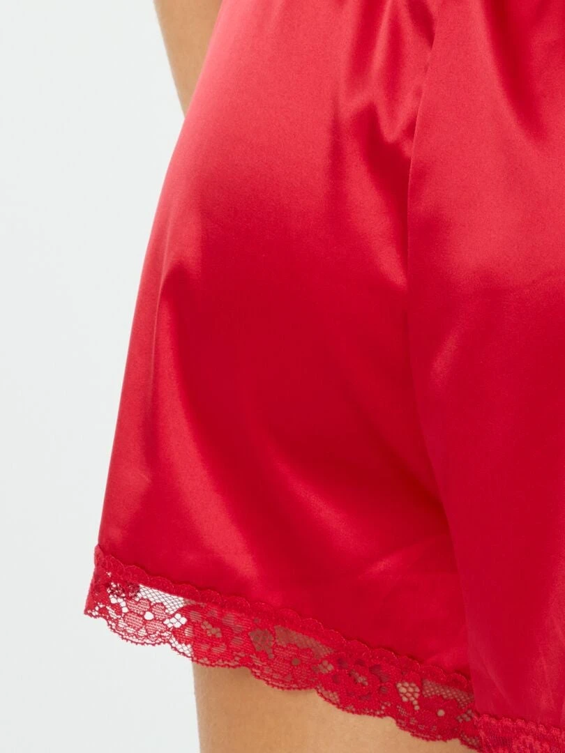 Short De Raso Con Encaje - Rojo 5 Short De Raso Con Encaje - Rojo - Imagen 3