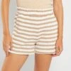Short De Rayas De Punto Con Relieve - BEIGE
