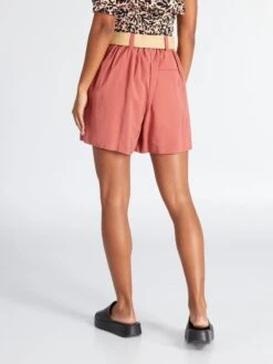 Short De Sarga Vaporoso Con Cinturón - ROJO -Zalaris Tienda short de sarga vaporoso con cinturon rojo adc41 2 frb3