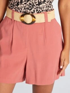 Short De Sarga Vaporoso Con Cinturón - ROJO -Zalaris Tienda short de sarga vaporoso con cinturon rojo adc41 2 frb4