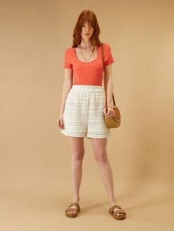 Short De Talle Alto Con Bordado - BLANCO -Zalaris Tienda short de talle alto con bordado blanco aly89 1 frb2