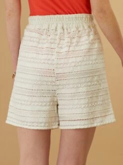 Short De Talle Alto Con Bordado - BLANCO -Zalaris Tienda short de talle alto con bordado blanco aly89 1 frb3