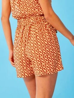 Short De Talle Alto Con Estampado Wax - MARRON -Zalaris Tienda short de talle alto con estampado wax marron ace26 1 frb4