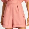 Short De Tiro Alto Con Bolsillos - Rosa -Zalaris Tienda short de tiro alto con bolsillos rosa avj81 2 frb1