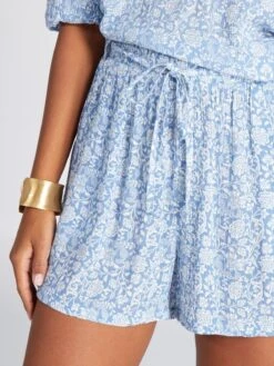 Short Estampado De Cachemira De Punto De Crepé - AZUL -Zalaris Tienda short estampado de cachemira de punto de crepe azul adc46 1 frb5