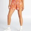 Short Estampado De Cachemira De Punto De Crepé - NARANJA