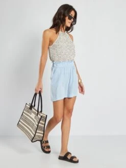 Short 'JDY' Con Cintura Elástica - Azul