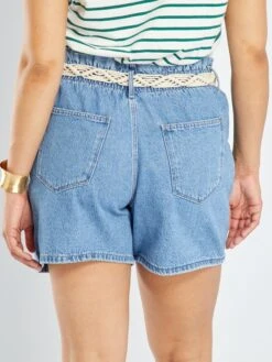 Short Paperbag Vaquero + Cinturón - AZUL -Zalaris Tienda short paperbag vaquero cinturon azul aer92 2 frb3