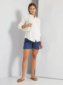 Short Premamá De Efecto Vaquero - AZUL