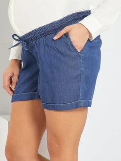 Short Premamá De Efecto Vaquero - AZUL -Zalaris Tienda short premama de efecto vaquero azul yu510 1 frb3