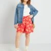 Short Vaporoso Con Estampado - ROSA