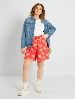 Short Vaporoso Con Estampado - ROSA