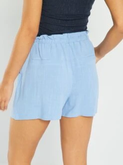 Short Vaporoso Y Ligero De Talle Alto - AZUL -Zalaris Tienda short vaporoso y ligero de talle alto azul zs702 1 frb4