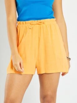 Short Vaporoso Y Ligero De Talle Alto - Naranja Albaricoque -Zalaris Tienda short vaporoso y ligero de talle alto naranja albaricoque zs702 2 frb2