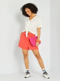 Short Vaporoso Y Ligero De Talle Alto - Rojo