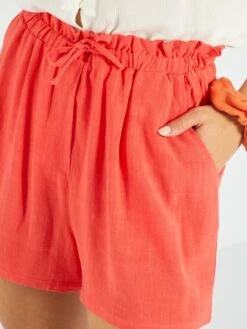 Short Vaporoso Y Ligero De Talle Alto - Rojo -Zalaris Tienda short vaporoso y ligero de talle alto rojo zs702 3 frb5