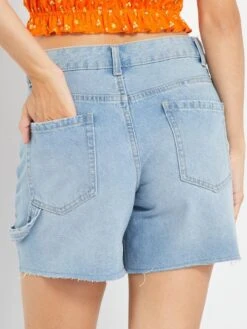 Short Vaquero Con Acabados Sin Rematar - AZUL -Zalaris Tienda short vaquero con acabados sin rematar azul aoh54 1 frb3