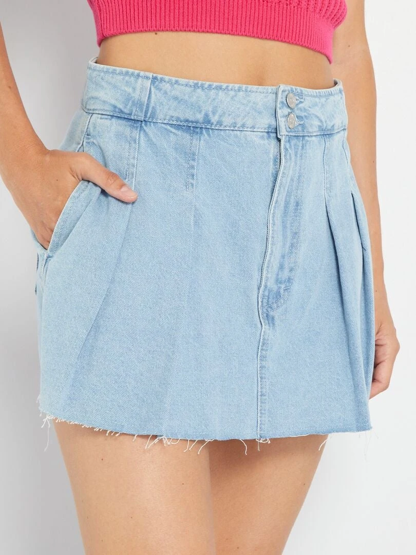 Short Vaquero Plisado - Azul 4 Short Vaquero Plisado - Azul - Imagen 2