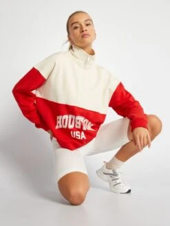 Sudadera Con Cremallera En El Cuello - BEIGE