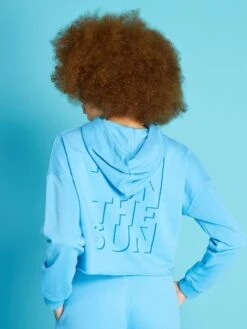 Sudadera De Deporte Con Capucha Crop Top - SOL AZUL