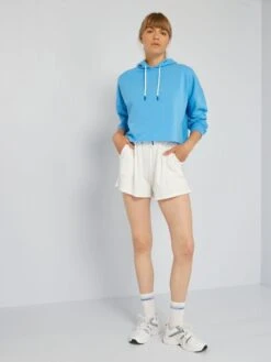 Sudadera De Deporte Con Capucha Crop Top - SOL AZUL -Zalaris Tienda sudadera de deporte con capucha crop top sol azul aet44 1 frb5