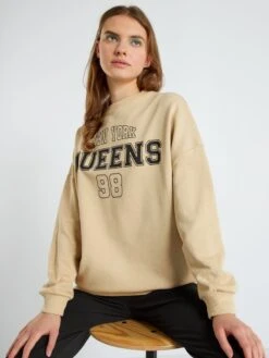 Sudadera De Felpa Estilo EE. UU. - BEIGE