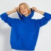 Sudadera De Felpa Lisa Con Capucha - Azul