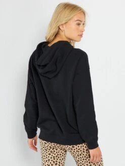 Sudadera De Felpa Lisa Con Capucha - Negro -Zalaris Tienda sudadera de felpa lisa con capucha negro agi43 4 frb3