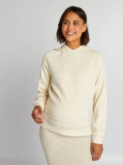Sudadera De Lactancia Con Capucha - Beige -Zalaris Tienda sudadera de lactancia con capucha beige akq75 1 frb6