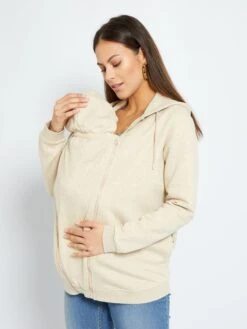 Sudadera De Lactancia Con Cremallera Y Capucha - BEIGE -Zalaris Tienda sudadera de lactancia con cremallera y capucha beige za406 4 frb4