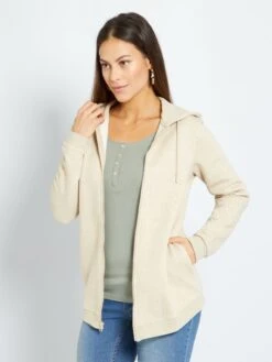 Sudadera De Lactancia Con Cremallera Y Capucha - BEIGE -Zalaris Tienda sudadera de lactancia con cremallera y capucha beige za406 4 frb5