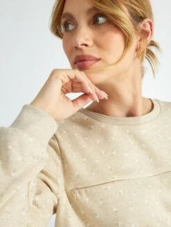 Sudadera De Lactancia - FLOR BEIGE -Zalaris Tienda sudadera de lactancia flor beige akq63 1 frb5