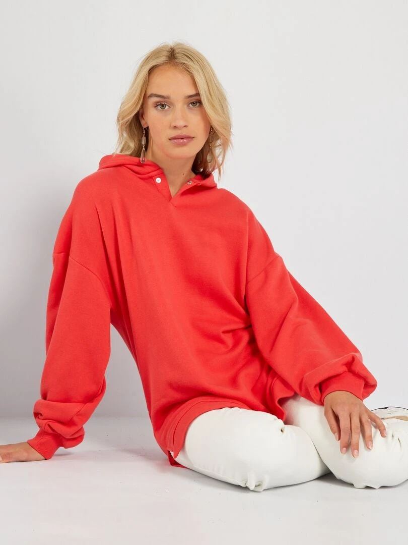 Sudadera Larga Con Capucha - ROJO 3 Sudadera Larga Con Capucha - ROJO