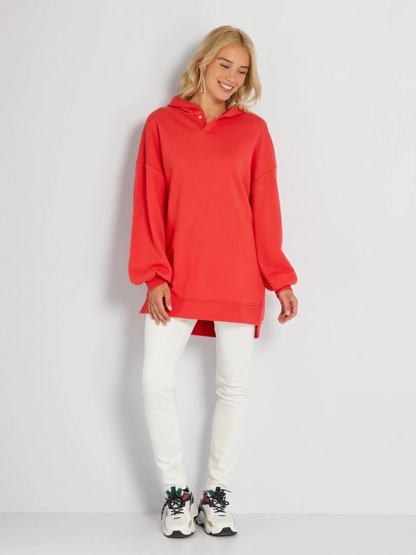 Sudadera Larga Con Capucha - ROJO 4 Sudadera Larga Con Capucha - ROJO - Imagen 2