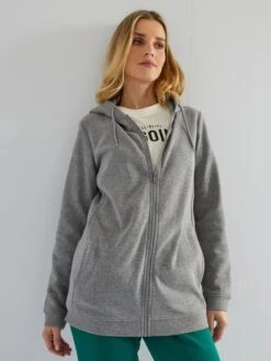 Sudadera Larga Con Capucha Y Cremallera - GRIS -Zalaris Tienda sudadera larga con capucha y cremallera gris zk595 2 frb5