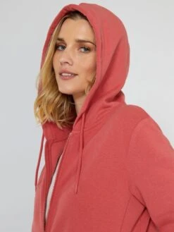Sudadera Larga Con Capucha Y Cremallera - ROSA -Zalaris Tienda sudadera larga con capucha y cremallera rosa zk595 3 frb5