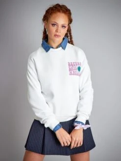 Sudadera Oversize De Felpa - Blanco