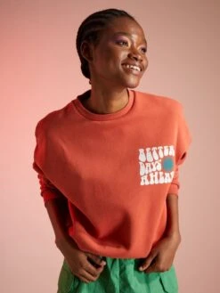 Sudadera Oversize De Felpa - ROJO