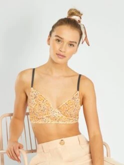 Sujetador Bustier De Tul Estampado - BLANCO -Zalaris Tienda sujetador bustier de tul estampado blanco aeq86 1 frb3