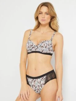 Sujetador Con Relleno 'Mojito Lingerie' - Negro Estampado -Zalaris Tienda sujetador con relleno mojito lingerie negro estampado zh117 1 frb4