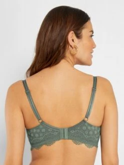 Sujetador De Encaje Con Flores Copas D Y E - Verde Gris -Zalaris Tienda sujetador de encaje con flores copas d y e verde gris aer81 2 frb3